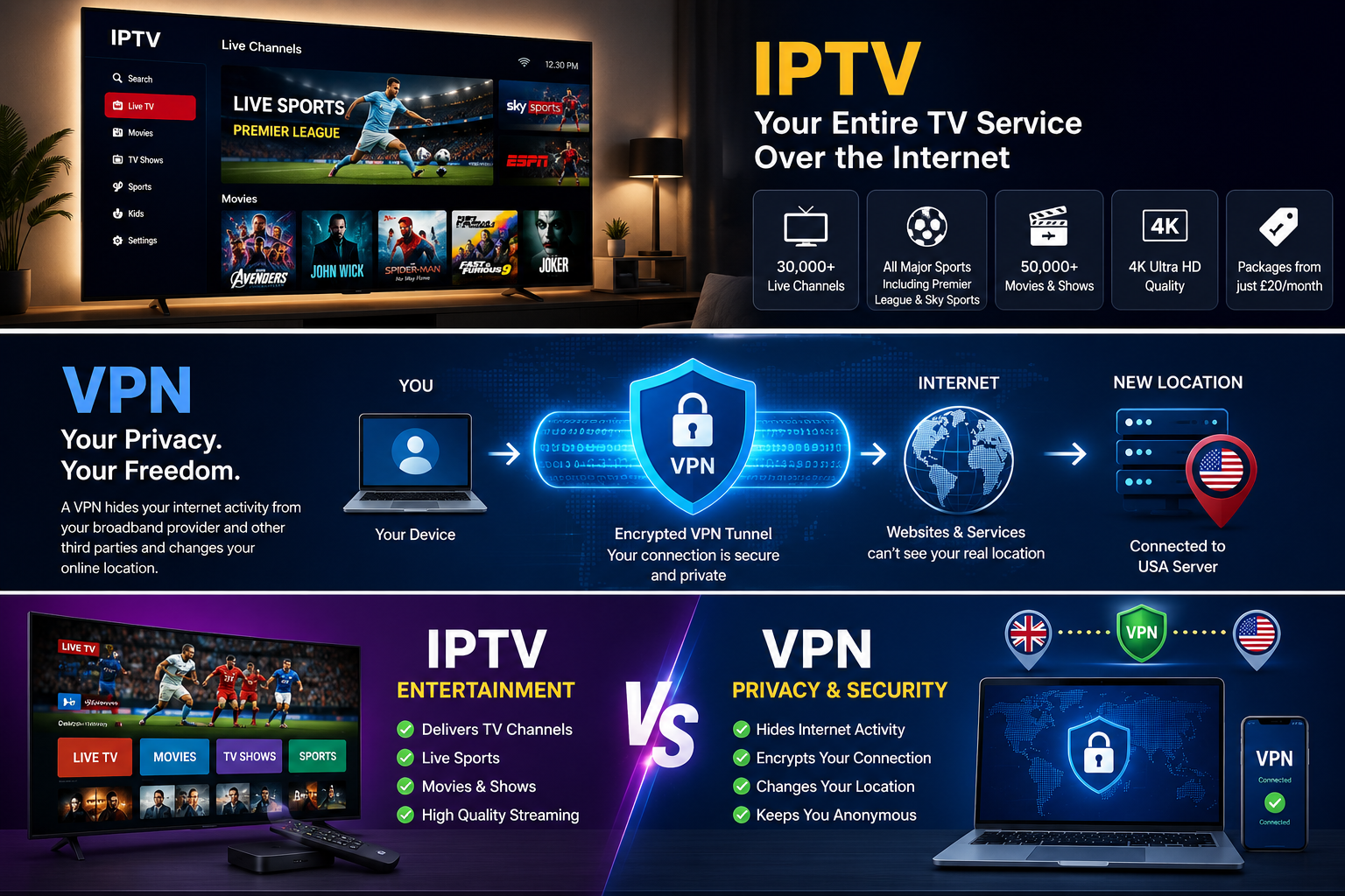 What Is the Difference Between IPTV and a VPN, and Do You Need Both?
